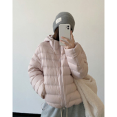 sun柚 秋冬白鸭绒杜邦三防廓形连帽排骨羽绒服女宽松保暖立领外套