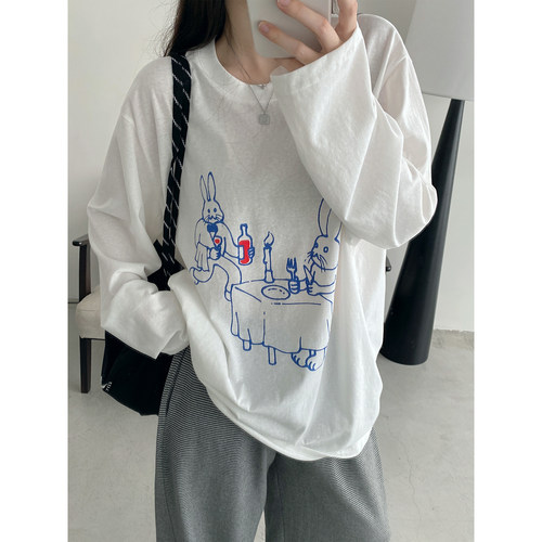 显瘦宽松卡通长袖防晒上衣T恤衫