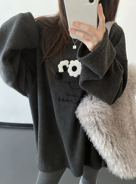 毛圈加绒加厚蓬松弛宽松卫衣女