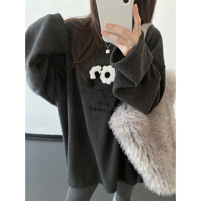 毛圈加绒加厚蓬松弛宽松卫衣女