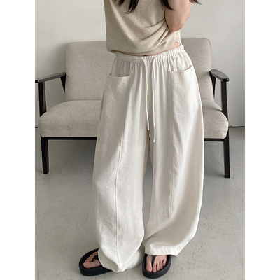 休闲裤女新款夏长款直筒弯刀裤