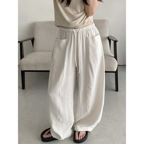 休闲裤女新款夏长款直筒弯刀裤