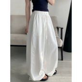 微皱肌理感奶皮裤 子夏季 慵懒宽松显瘦抽绳阔腿休闲裤 sun柚 长裤 女