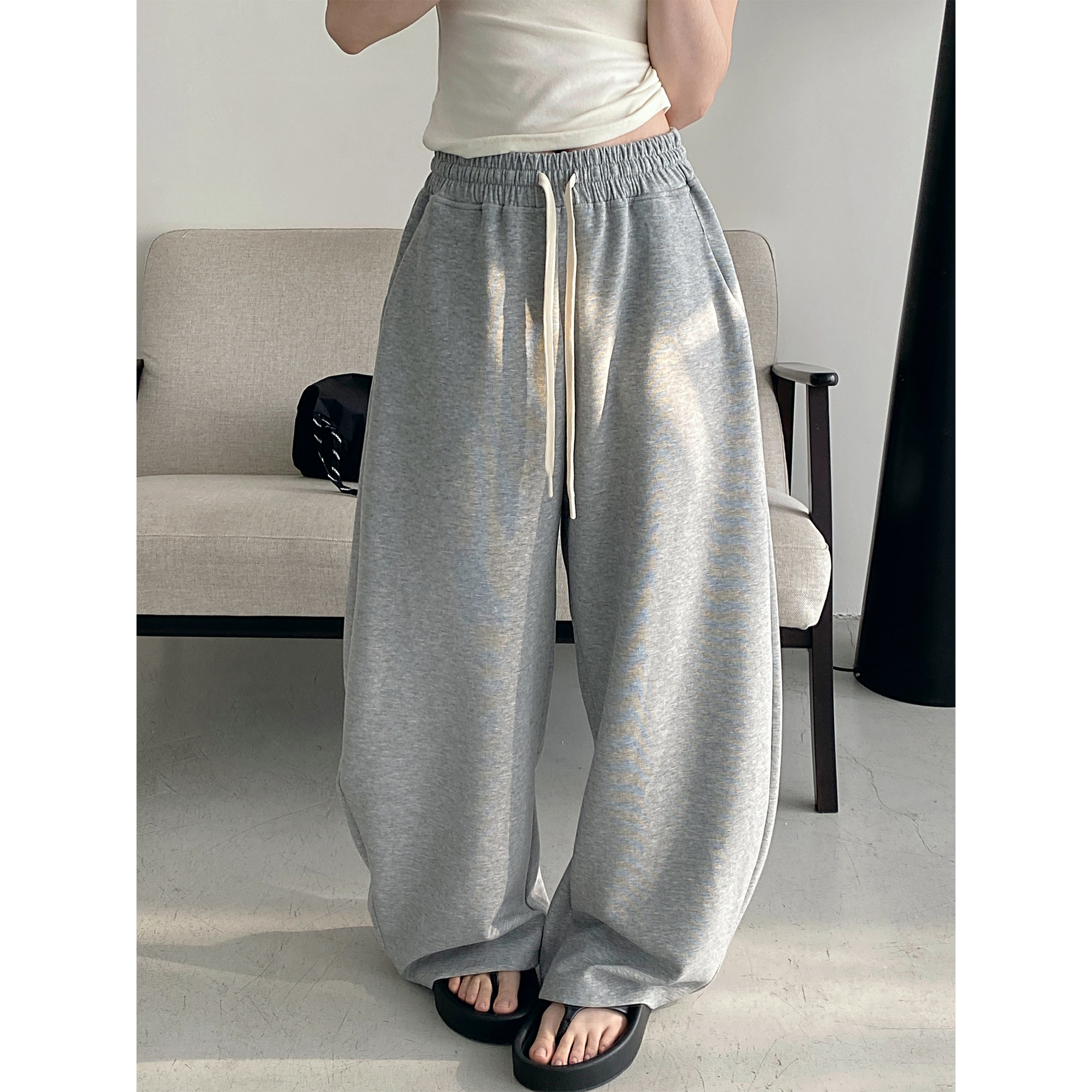 【清仓价】奶香假期高腰裤子百搭抽绳香蕉型弯刀裤卫裤夏长裤女,女装/女士精品,休闲裤,淘宝优惠券,粉丝福利购,淘宝优惠卷