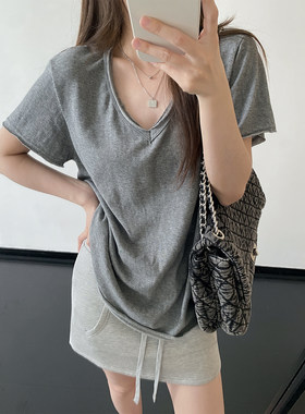 松弛淡人藏肉显瘦短袖T恤上衣女