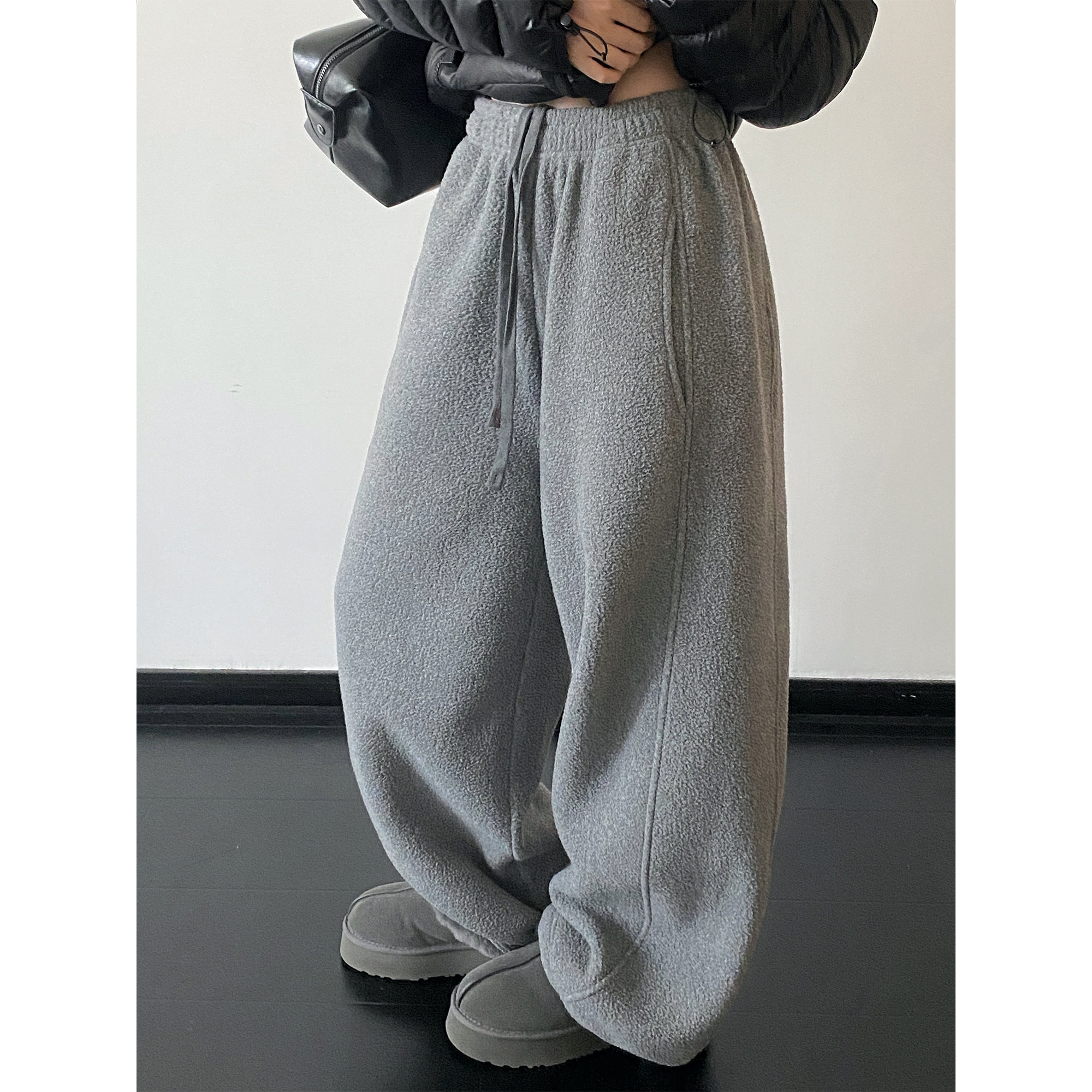 sun柚 年终回馈摇粒绒彩色系松紧腰男女同款宽松休闲裤秋冬季新款,女装/女士精品,休闲裤,淘宝优惠券,粉丝福利购,淘宝优惠卷