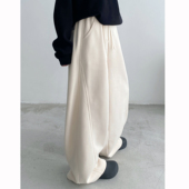 sun柚 女 宽松阔腿休闲裤 科技自发热秋冬季 baby绒加绒加厚香蕉卫裤