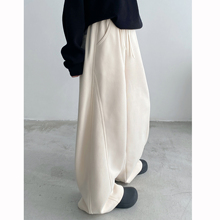 sun柚 科技自发热秋冬季baby绒加绒加厚香蕉卫裤宽松阔腿休闲裤女