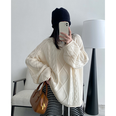 加厚毛衣慵懒宽松套头针织外套女