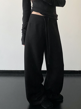 sun柚 'lu感空气裤'加密绒弹力窄版显瘦显腿长垂感休闲直筒裤长裤