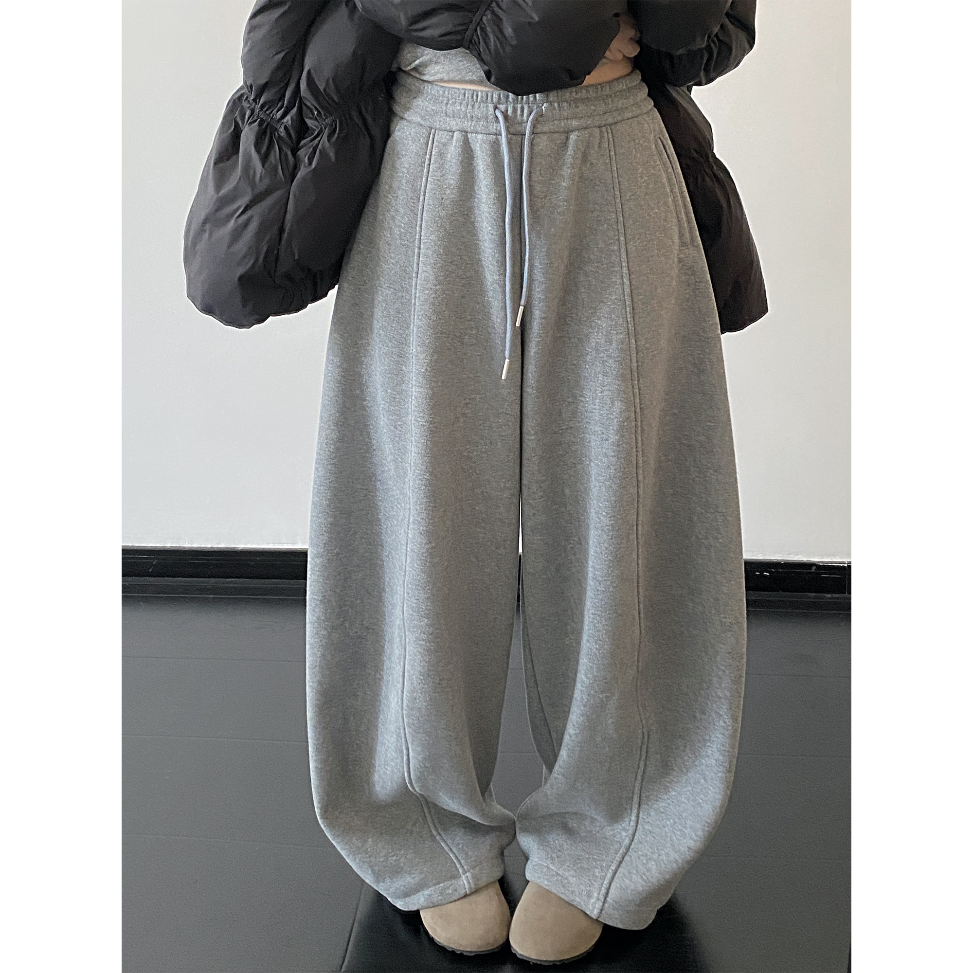 sun柚 加绒欧货针织卫裤腿裤秋冬女百搭宽松休闲运动裤弯刀裤子,女装/女士精品,休闲裤,淘宝优惠券,粉丝福利购,淘宝优惠卷