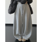 加绒欧货针织卫裤 腿裤 秋冬女百搭宽松休闲运动裤 sun柚 弯刀裤 子