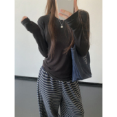 sun柚 T恤 打底衫 高克重180g莱赛尔弹力气质百搭圆领长袖 微修身