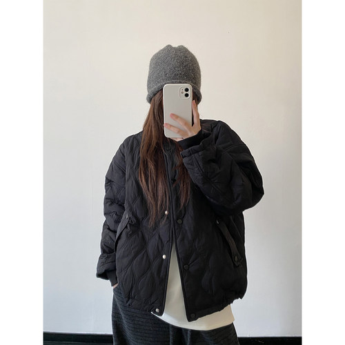 菱格棉服女秋冬轻薄保暖圆领外套