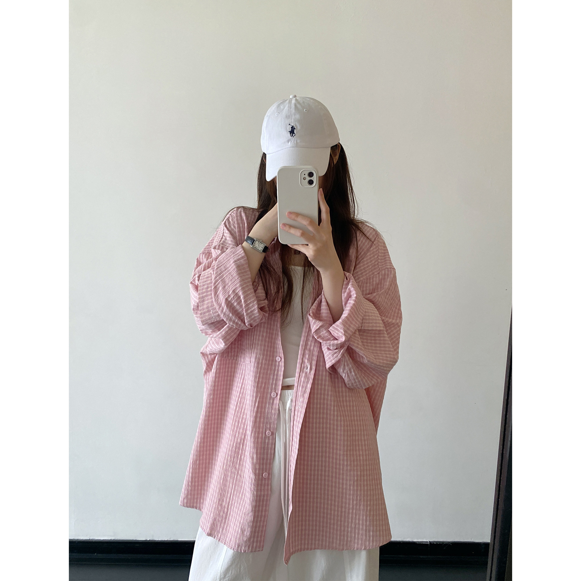 chao大件宽松防晒格子衬衫女春夏图片