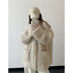 秋冬季 小暖炉 高级软糯加厚保暖宽松翻领外套女 毛毛外套 sun柚