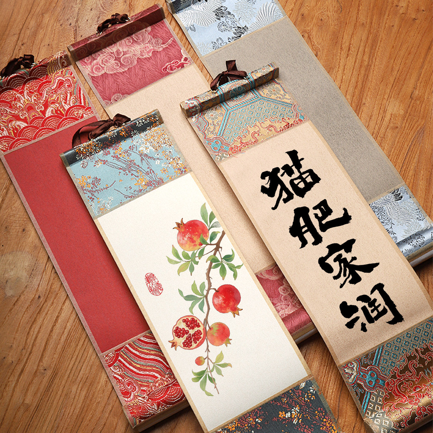 【草木堂】真绫布仿宋锦布迷你小卷轴挥春新年春节软笔书法纸熟宣小挂轴10*35CM毛笔书法创意平安喜乐挂轴,文具电教/文化用品/商务用品,宣纸,淘宝优惠券,粉丝福利购,淘宝优惠卷