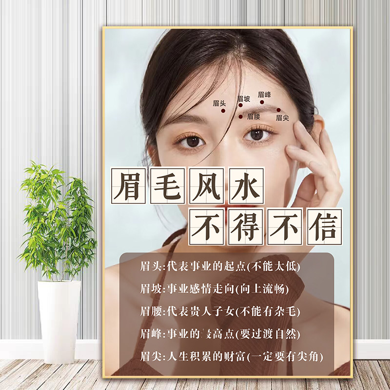 眉毛风水运程广告图纹绣海报纹眉图片眉眼唇装饰画眉运四字经挂画
