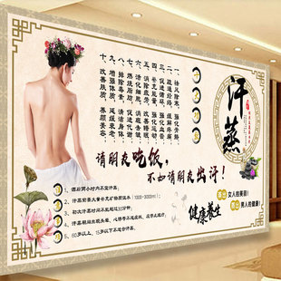 汗蒸功效海报图汗蒸房美容院广告宣传画中药熏蒸养生馆大挂图挂画