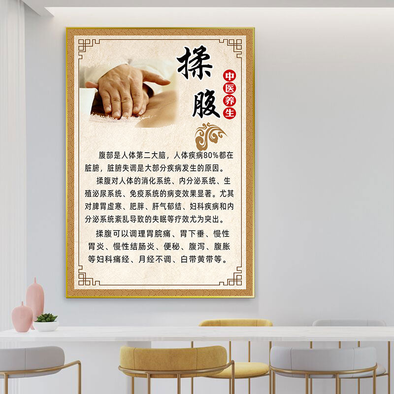 揉腹海报广告按摩腹部肚子保养图片中医养生堂美容院护理写真挂画