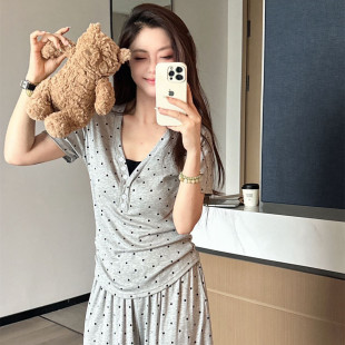 薄 苏喜喜881自带胸垫睡衣女夏季 凉感舒适短袖 短裤 裸感家居服套装