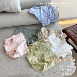 名品控莫兰迪裸感呼吸裤中高腰内裤女舒适无痕面膜女士三角裤大码