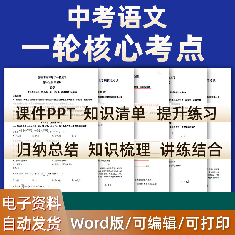 2026年新版中考语文核心考点专项提升练习试卷试题技巧总结一轮二轮三轮复习备考知识点总结word习题专题九年级电子版资料