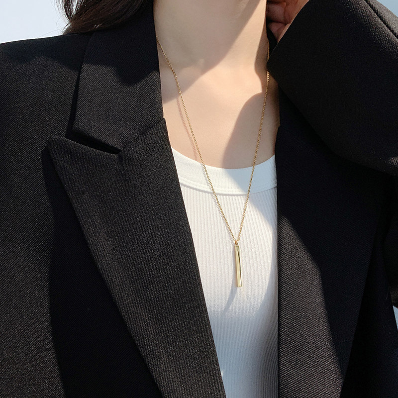 小金条项链女毛衣链2021年新款潮2022轻奢小众设计感长款情侣高级