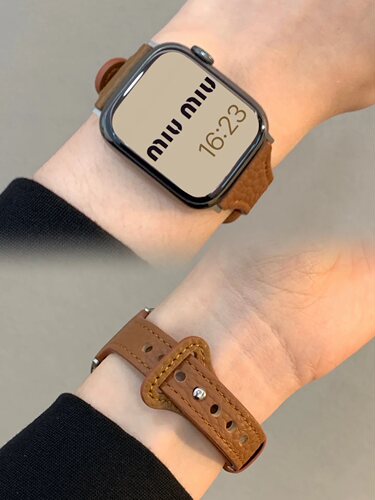iWatch10表带新款荔枝纹皮质适用苹果手表AppleWatch89代高级感se