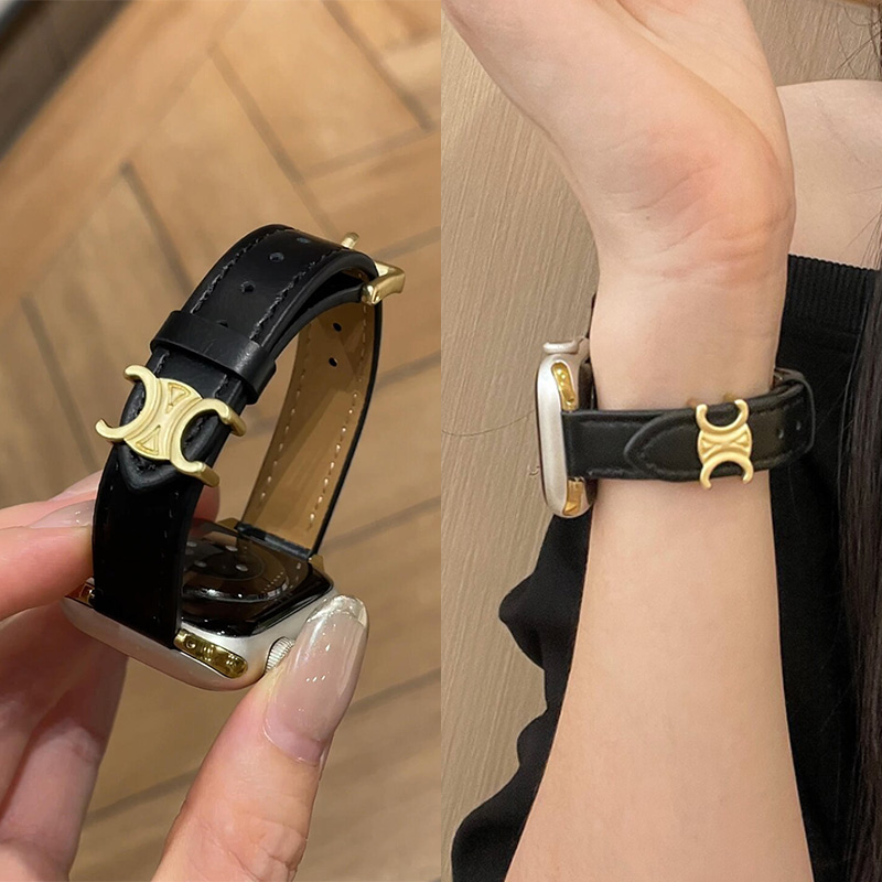 苹果手表iwatch11表带s10法式轻奢皮质适用applewatch9代se高级感