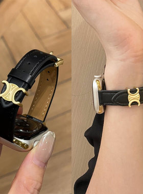 苹果手表iwatch11表带s10法式轻奢皮质适用applewatch9代se高级感