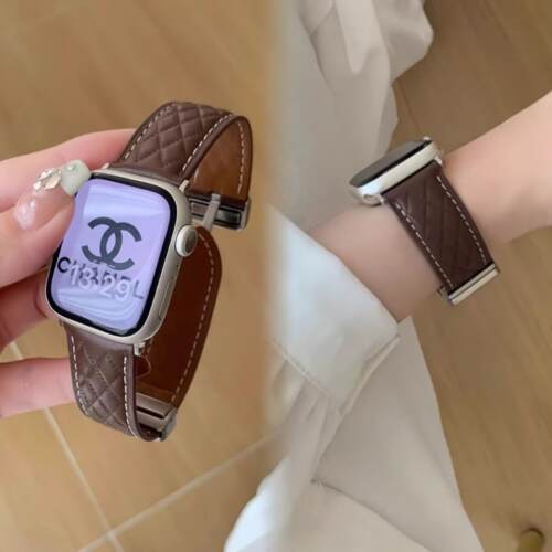 iWatch9表带菱格皮质磁吸高级感适用苹果手表表带applewatch876se