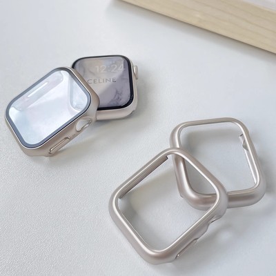适用苹果手表s9AppleWatch保护壳iwatch边框防摔一体星光色保护套
