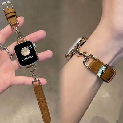 iWatch8高级感真皮表带质感苹果手表表带适用Apple Watch76金属扣