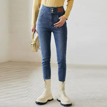 风迪冬季新款牛仔裤女百搭修身高腰显瘦棉弹小脚铅笔长裤1B45100