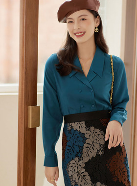 风迪品牌折扣女士秋季新款衬衫修身百搭长袖通勤OL风衬衫1A35105