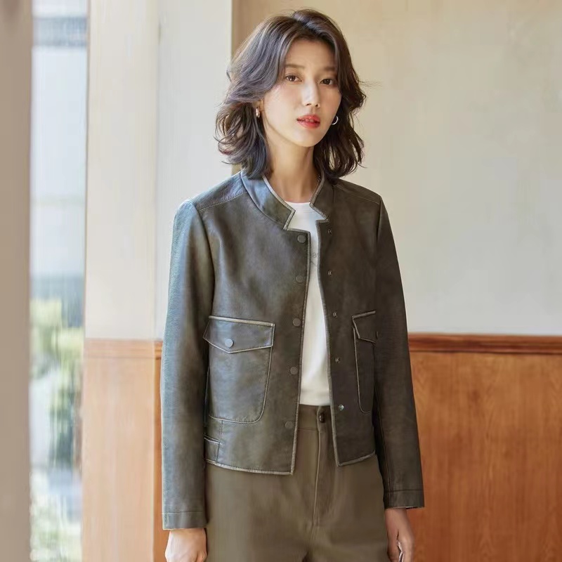 风迪品牌春季皮衣短款PU