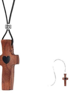 新款十字架爱心吊坠挂件礼品复活节实木手把件爱心项链钥匙扣跨境