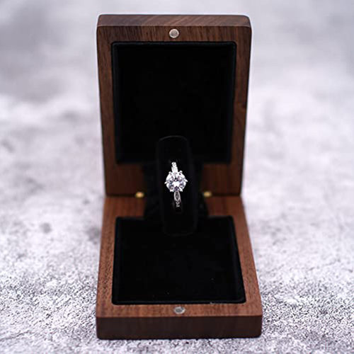 创意戒指收纳盒 可旋转个性实木首饰收纳盒结婚 求婚实木戒指盒