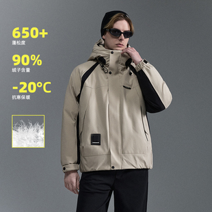 IRA工装风连帽羽绒服男90绒短款宽松休闲保暖加厚2025冬季新款