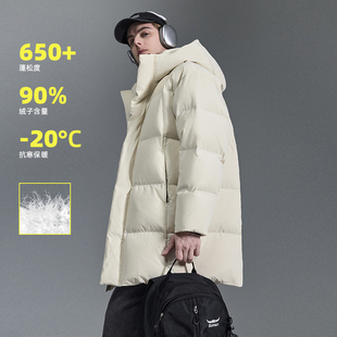 IRA冬季新款男士羽绒服中长款连帽加厚保暖防风外套宽松面包服