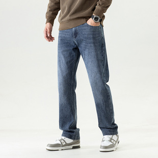IRA2026春季新款长裤舒适牛仔裤男士宽松直筒裤弹力百搭休闲裤子