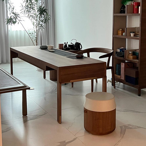 新中式茶桌2025新款高端胡桃木茶台办公室茶室客厅家用实木泡茶桌