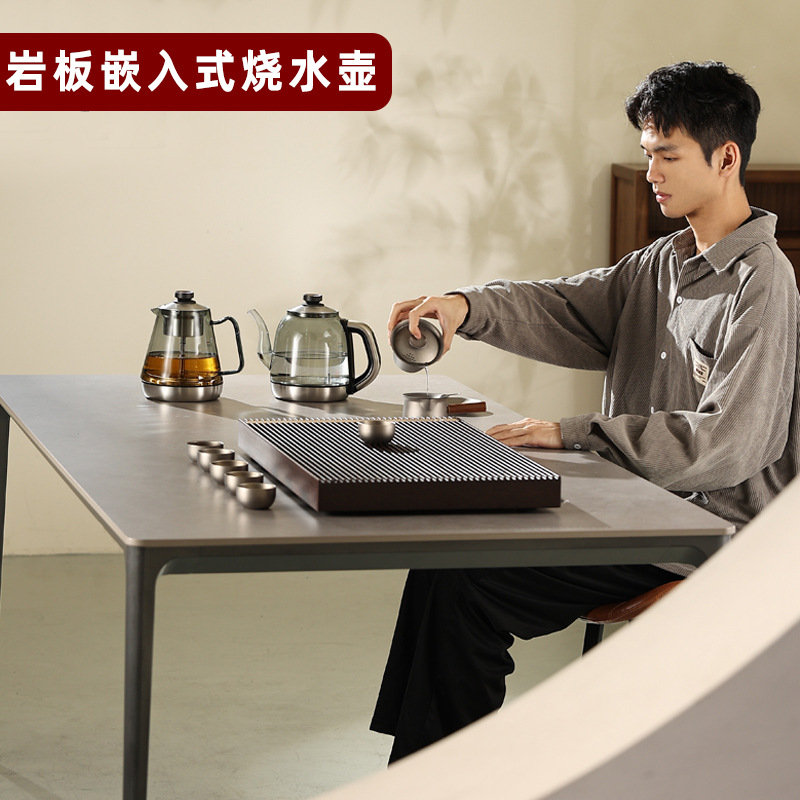 岩板双孔嵌入式暗藏茶桌自动上水烧水壶烧水泡茶专用茶艺壶带消毒