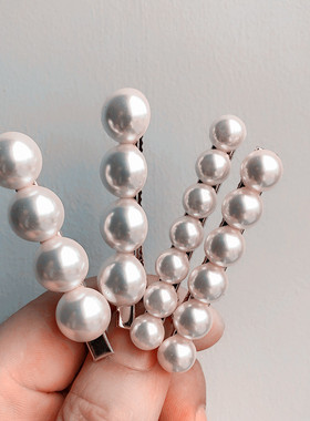 法式高级感金属珍珠发夹刘海夹女生气质鸭嘴抓夹边夹鲨鱼夹子头饰