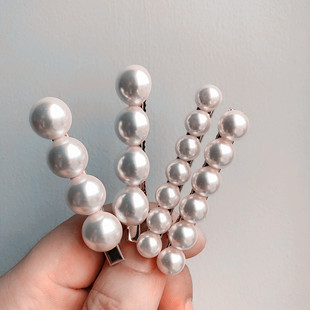 法式高级感金属珍珠发夹刘海夹女生气质鸭嘴抓夹边夹鲨鱼夹子头饰