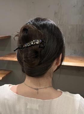 韩国轻奢星海捷克钻多用扭扭夹10m发夹一字夹马尾夹盘发气质百搭