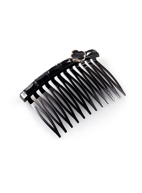 四叶草黑色发梳防滑盘发梳插梳韩国倒插发卡刘海发夹梳插夹子头饰