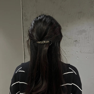 韩国轻奢手工捷克钻大钻一字夹扭扭夹精致马尾盘发夹发夹横夹10cm