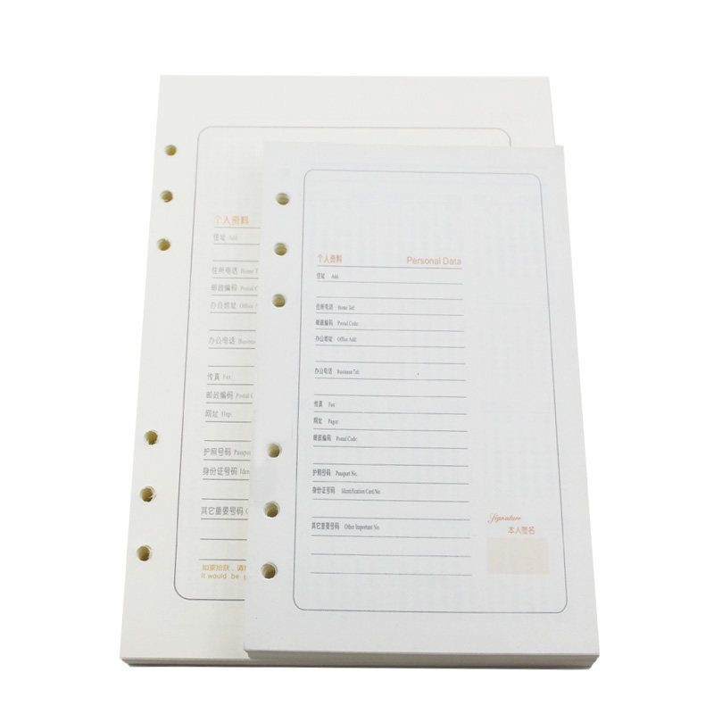 恒佰利a7-6孔活页笔记本替芯a5六孔合页纸a6活页本芯b5九孔记事本内页